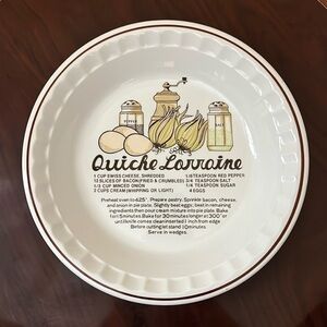 Vintage Quiche Lorraine Recipe Pie Plate